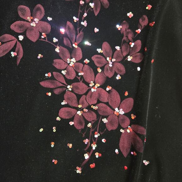 Vintage Studio Women 90s Y2K Dark Fairy Whimsigoth Velvet Floral Sequins Skirt L - Picture 5 of 11